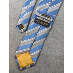 Donald J. Trump Signature Collection Striped Silk Necktie Blue Grey Business